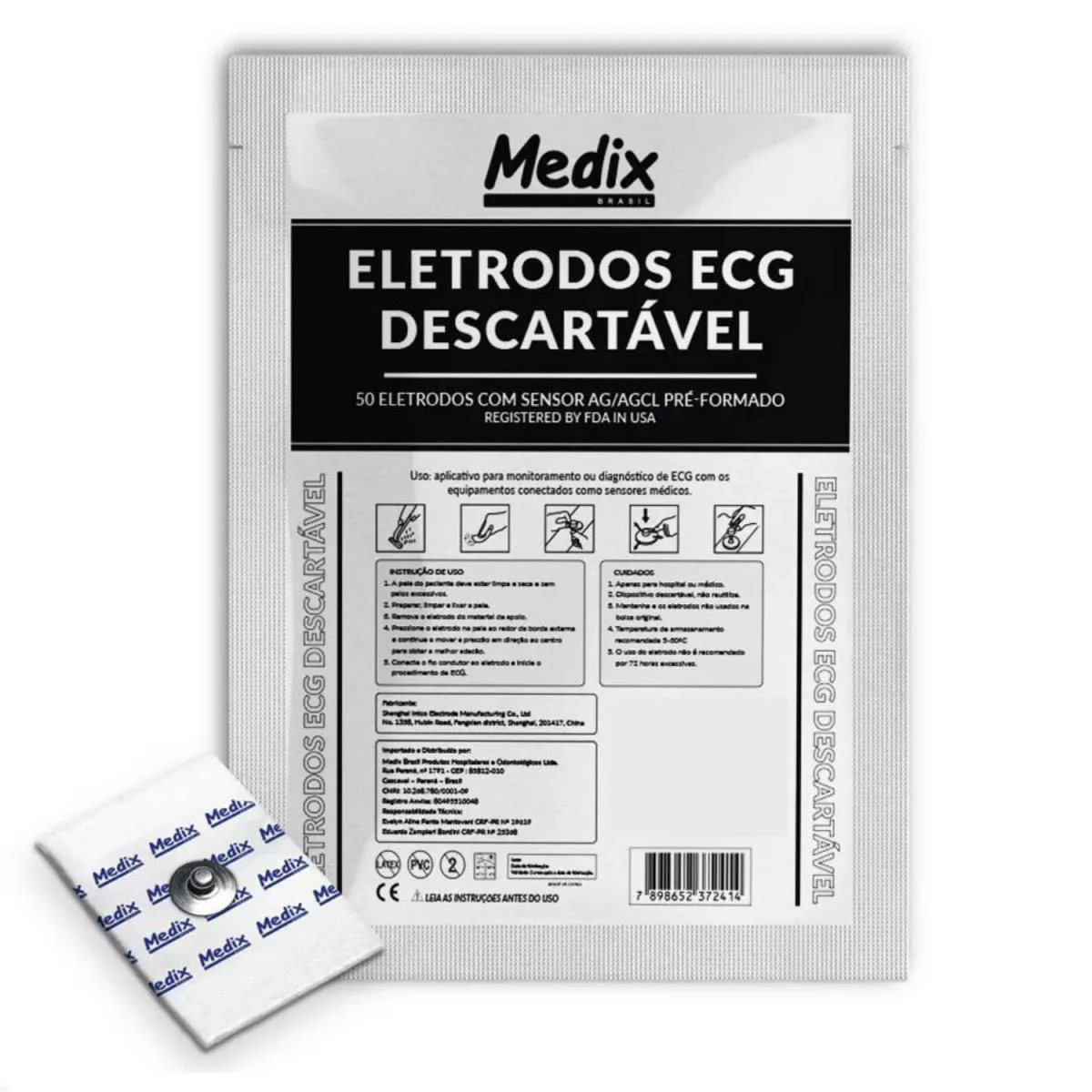 ELETRODO DESCARTáVEL SF 35X40 MM ADULTO COM 100 UNIDADES