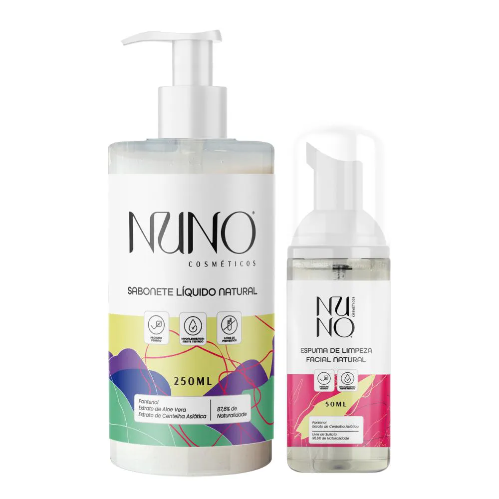 KIT NUNO NATURAL E NUTRITIVO SABONETE LíQUIDO E ESPUMA DE LIMPEZA FACIAL