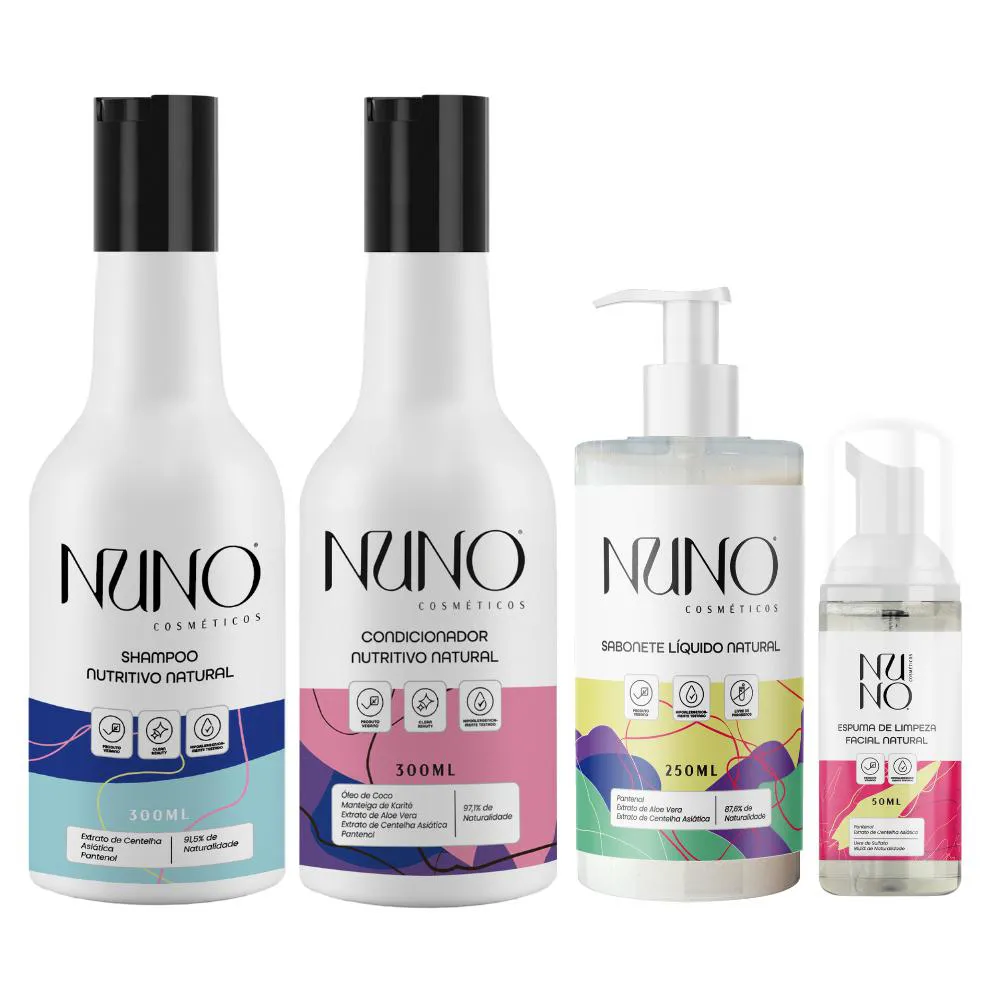 KIT CAPILAR E DE CUIDADOS COM A PELE NUNO NATURAL E NUTRITIVO