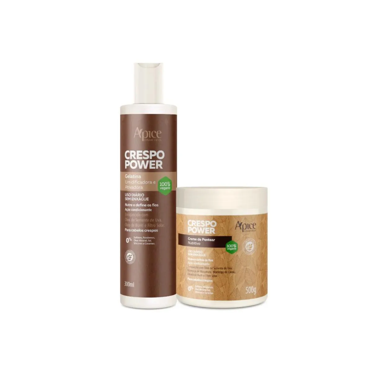 APICE KIT GELATINA 300ML + CREME DE PENTEAR 500G CRESPO POWER