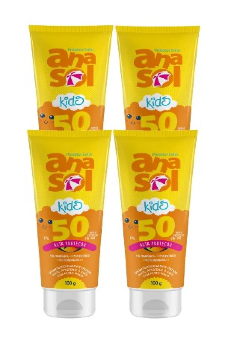 KIT 4X PROTETOR SOLAR CORPORAL ANASOL KIDS FPS50 COM 100G