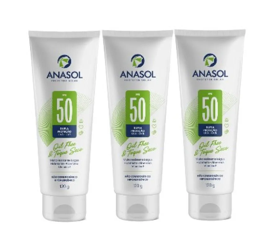 KIT 3X PROTETOR SOLAR CORPORAL ANASOL FPS50 C/120G - DAHUER