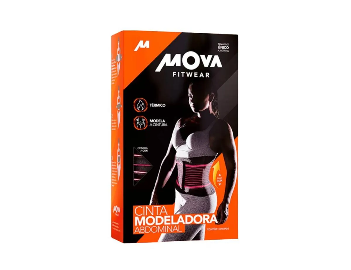 CINTA MODELADORA ABDOMINAL PRETA TAMANHO ÚNICO - MOVA