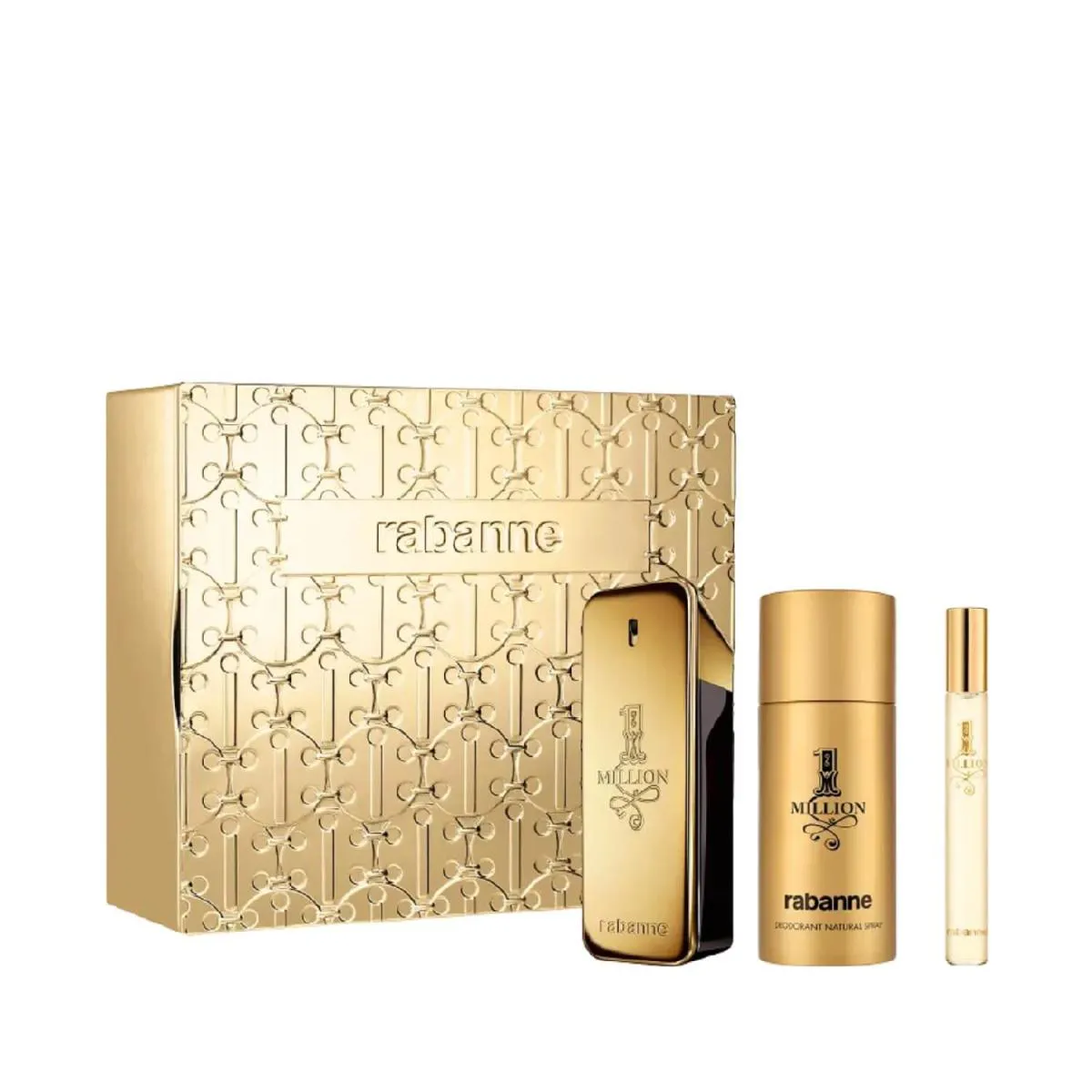 CONJUNTO 1 MILLION RABANNE PERFUME 100ML + DESODORANTE + TRAVEL SIZE  (3 PRODUTOS)