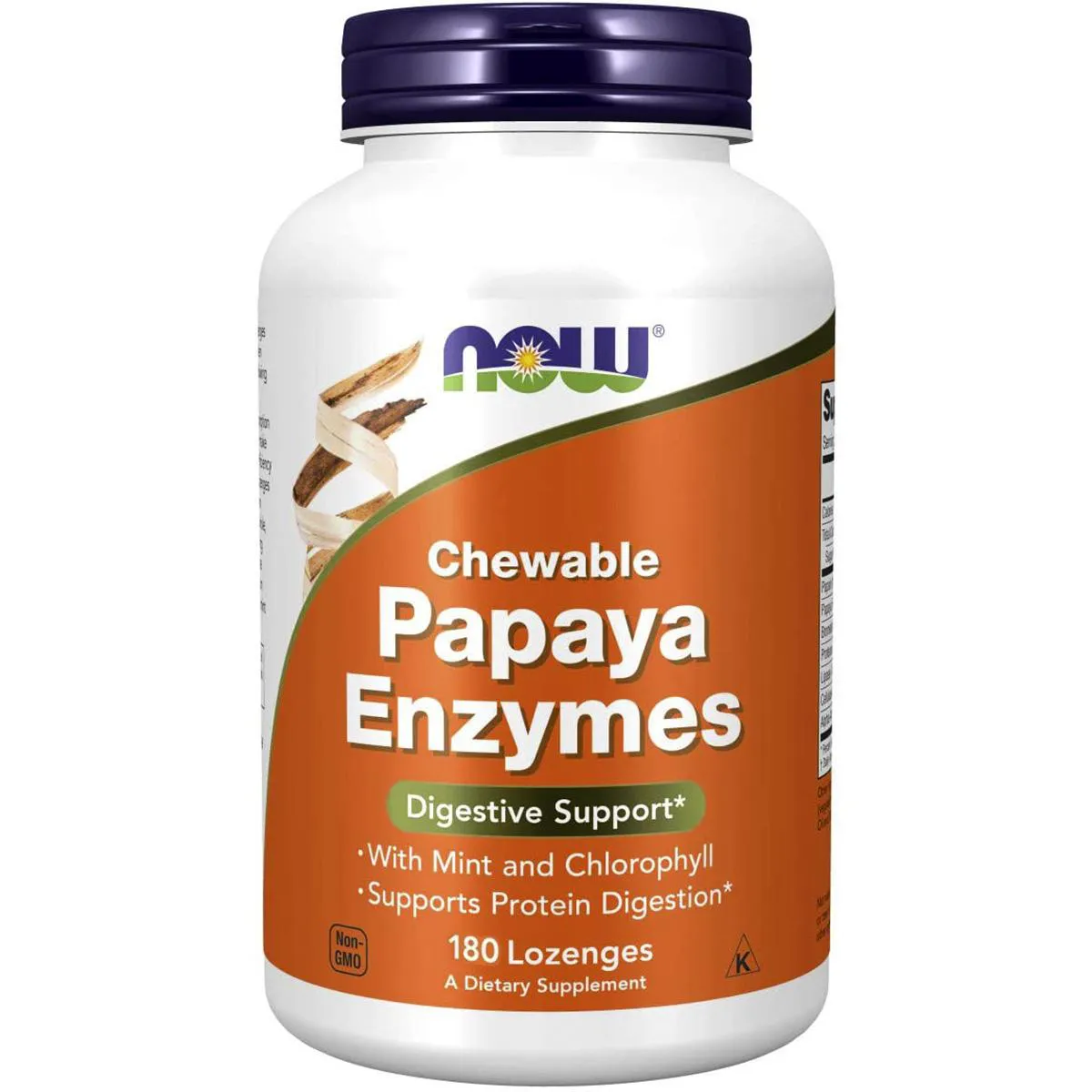 PAPAYA ENZYMES ENZIMAS DIGESTIVAS MAMãO 180 CAP NOW FOODS