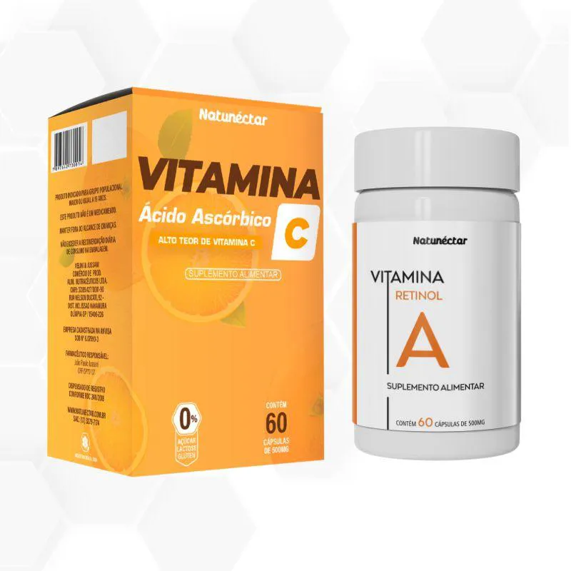 KIT VITAMINA C + VITAMINA A (RETINOL) 500MG – 120 CáPSULAS