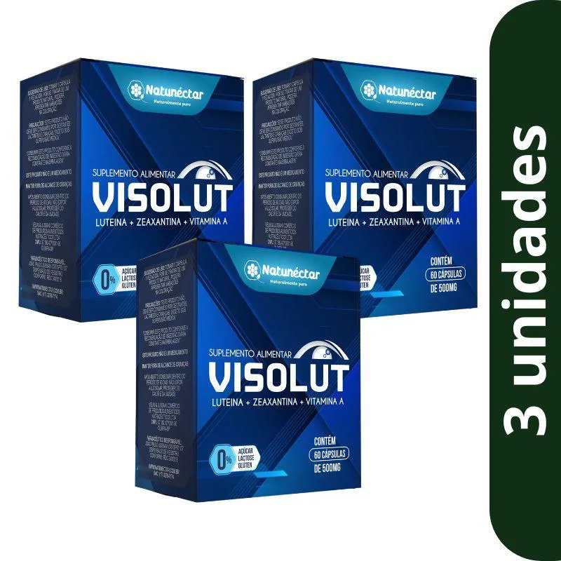 KIT VISOLUT 500MG (LUTEíNA + ZEAXANTINA + VITAMINA A) – 3 UNID (180 CáPSULAS)