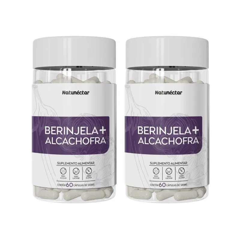 KIT BERINJELA + ALCACHOFRA SUPLEMENTO ALIMENTAR  NATUNECTAR 1000MG - 2 UNID (120 CáPS)