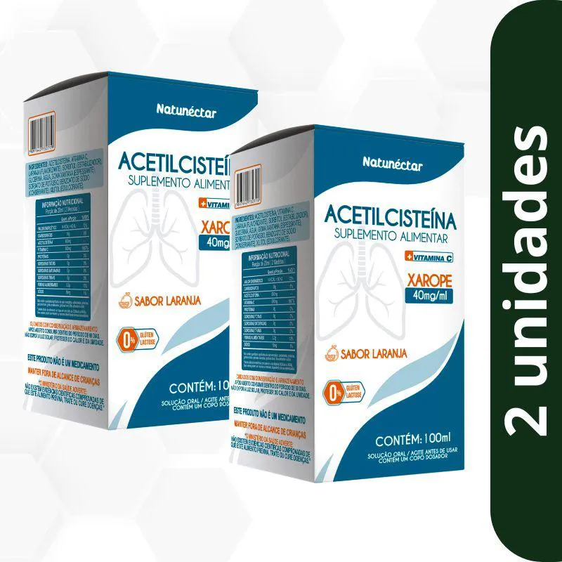 KIT ACETILCISTEíNA + VITAMINA C (SABOR LARANJA) NATUNECTAR  100ML - 2 UNIDADES