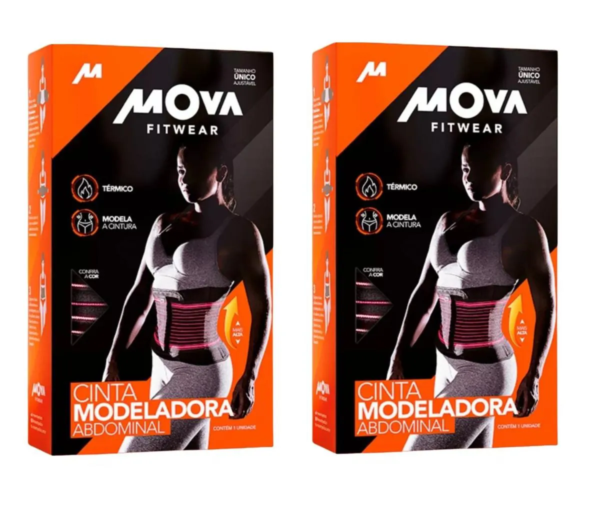 KIT 2 CINTA MODELADORA ABDOMINAL PRETA TAMANHO ÚNICO - MOVA