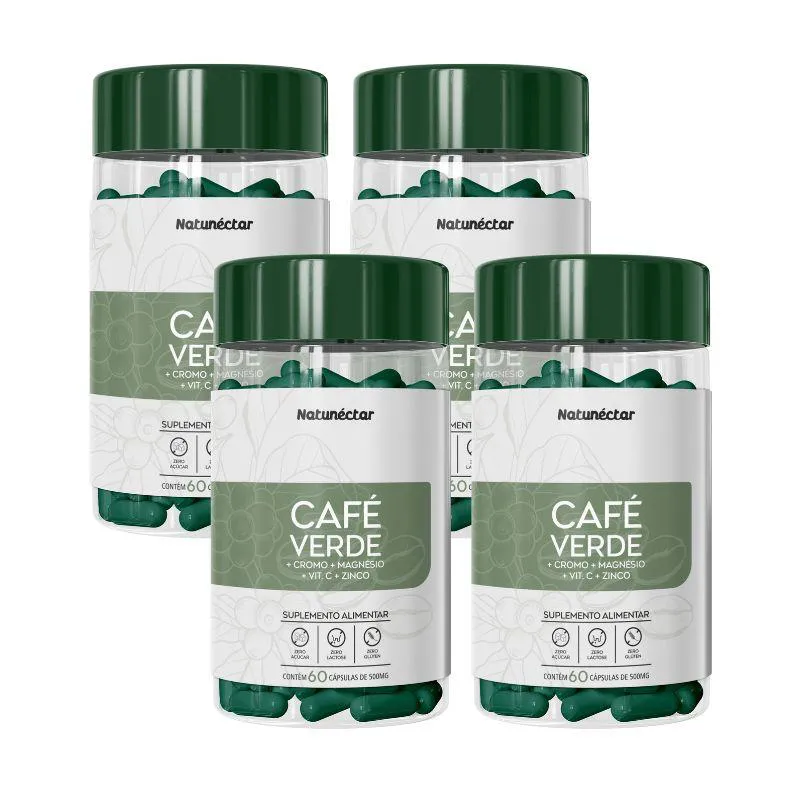 KIT CAFé VERDE + CROMO,ZINCO,MAGNéSIO,VITAMINA C SUPLEMENTO PARA ENERGIA,METABOLISMO E PERDA DE PESO - 4 UNID (240 CáPS)