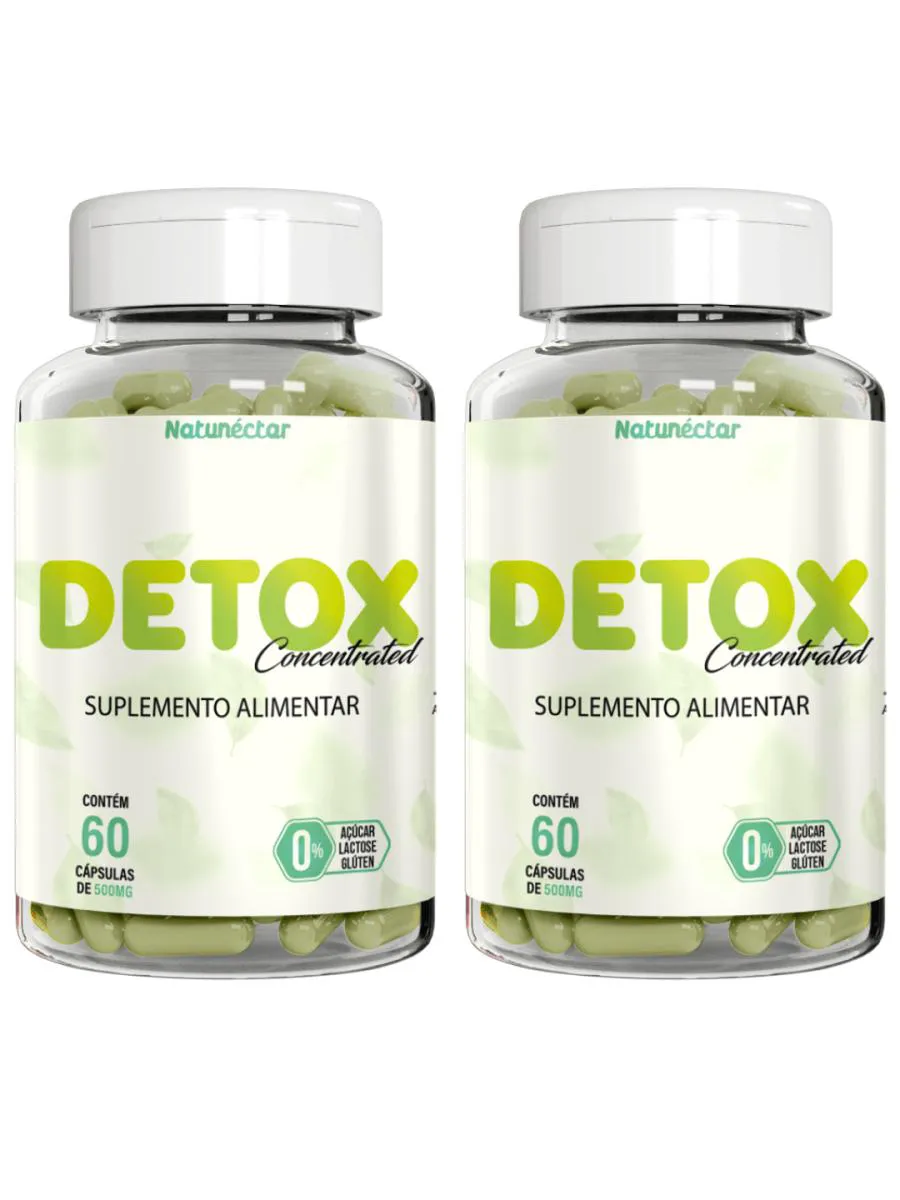 KIT 2 DETOX CONCENTRADO 500MG 60 CáPSULAS - SUPLEMENTO NATURAL PARA SAúDE E BEM ESTAR