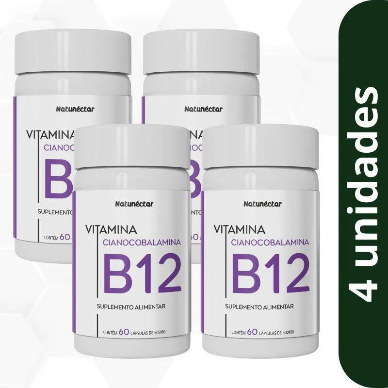 VITAMINA B12 (CIANOCOBALAMINA) NATUNéCTAR 500MG - 4 UNID (240 CáPSULAS)