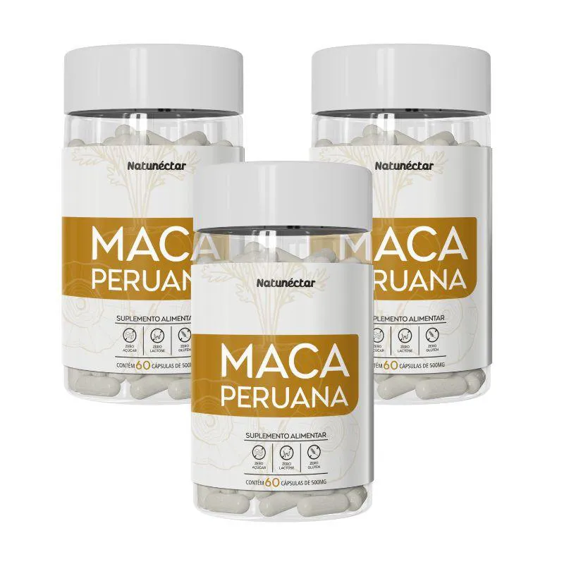 KIT MACA PERUANA 500MG NATUNECTAR – 3 UNID (180 CáPSULAS)