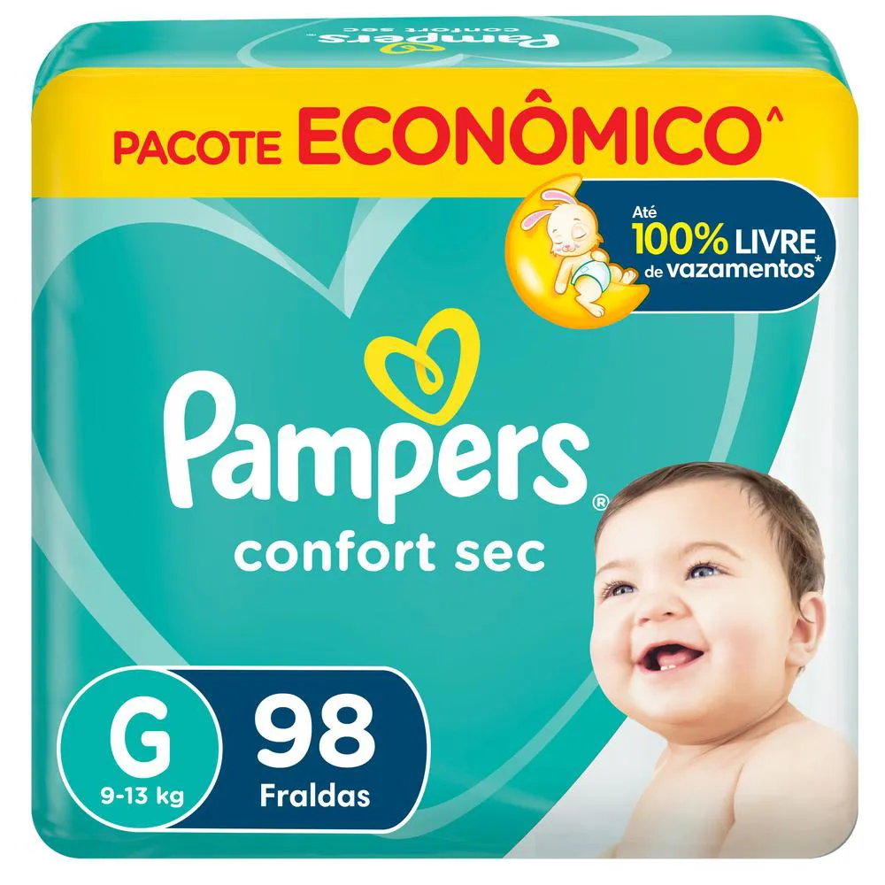 Fralda Pampers Confort Sec G 98 unidades