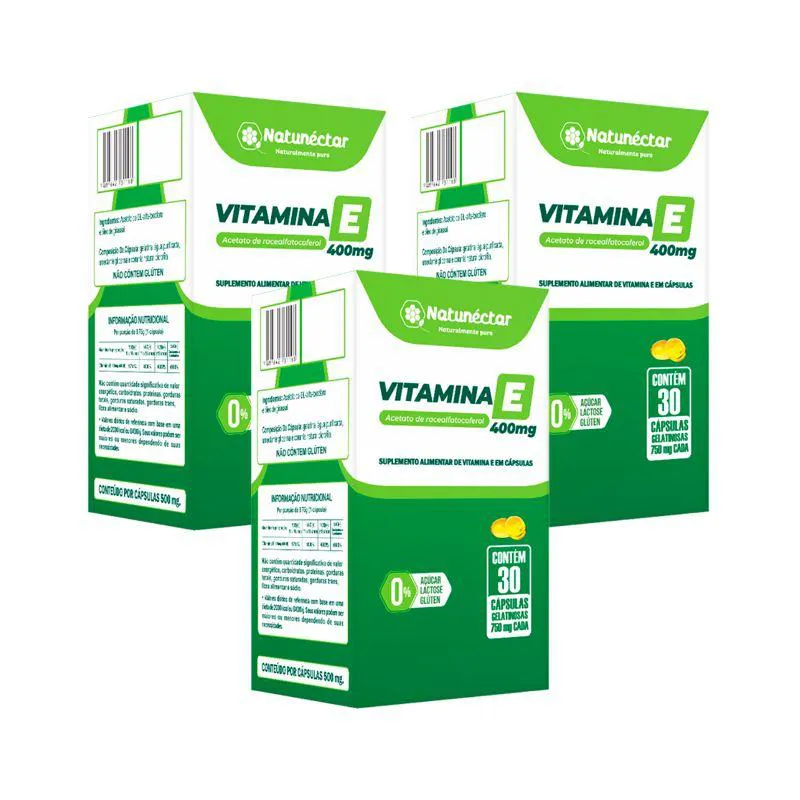 KIT VITAMINA E 400MG NATUNECTAR – 3 UNID (90 CáPSULAS)