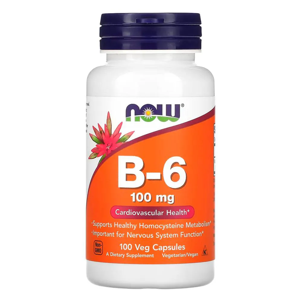 VITAMINA B-6 100MG NOW FOODS 100 CáPS IMPORTADO