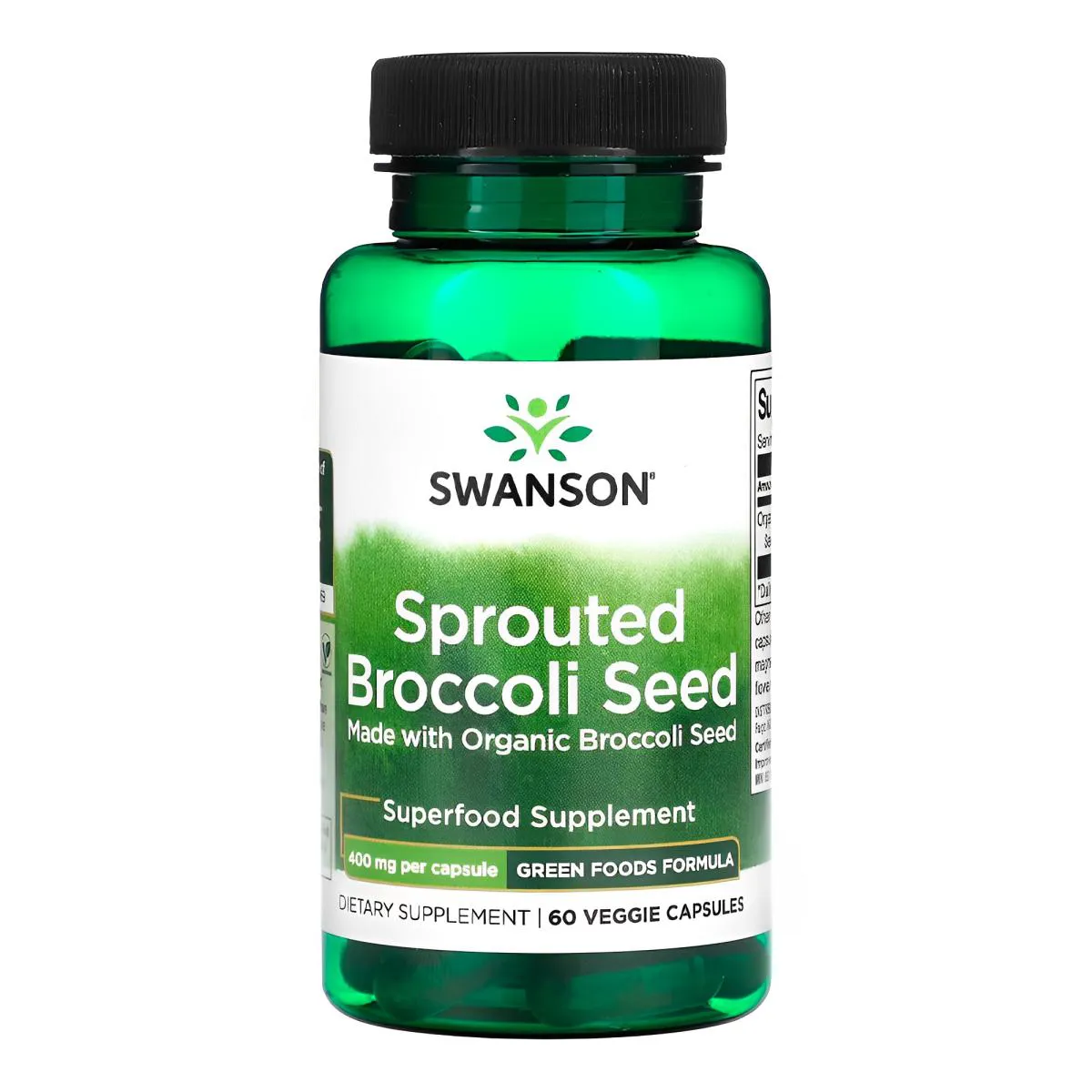 SWANSON SPROUTED BROCCOLI SEED - MADE WITH ORGANIC BROCCOLI SEED 400 MG 60 VEG CAPS SWR083