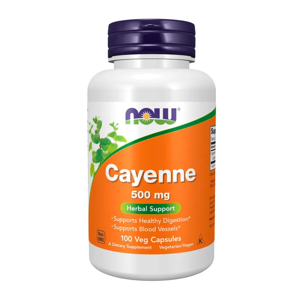 PIMENTA CAIENA 500MG NOW FOODS 100 CAPS IMPORTADO