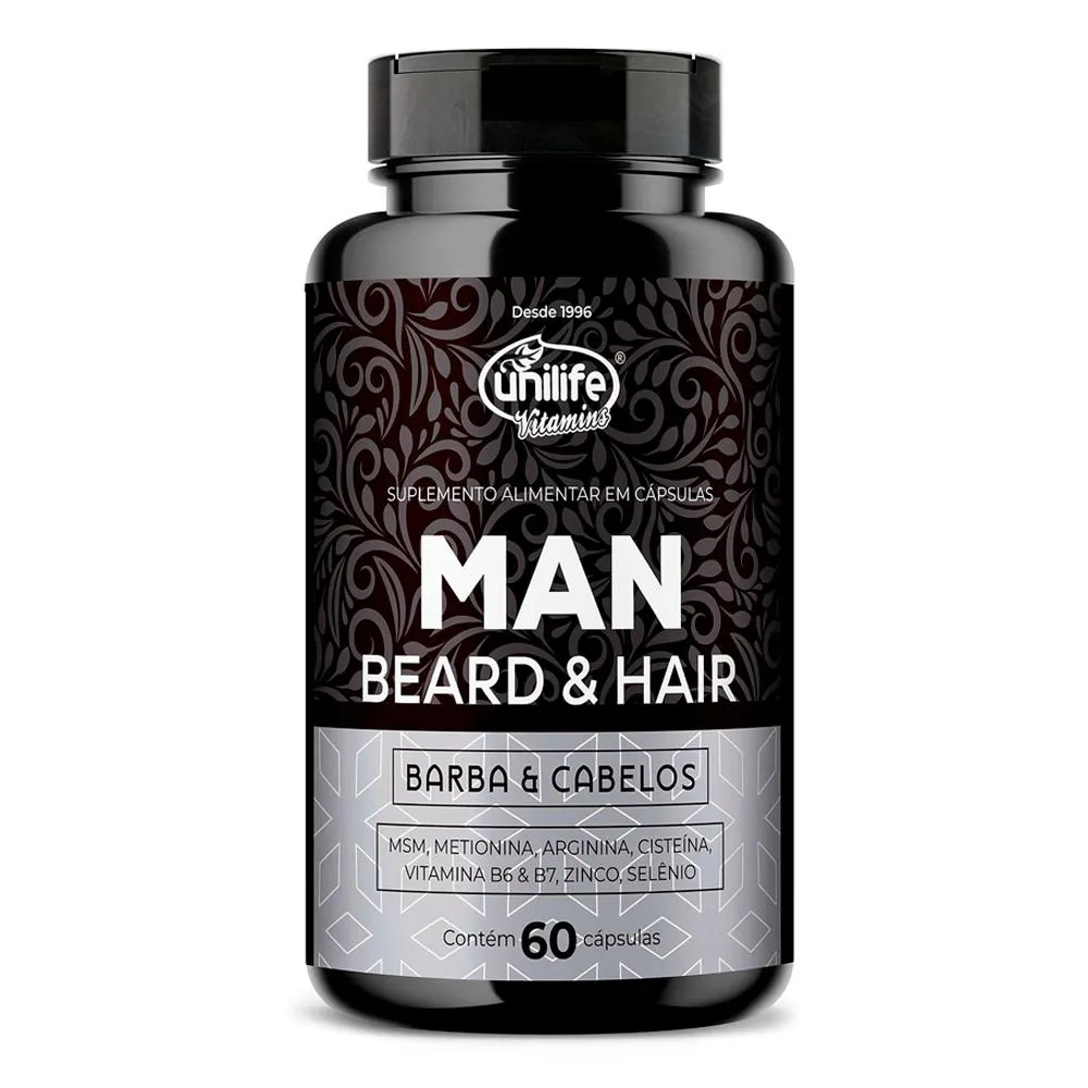 MAN BEARD HAIR UNILIFE BARBA CABELO 60 CáPSULAS