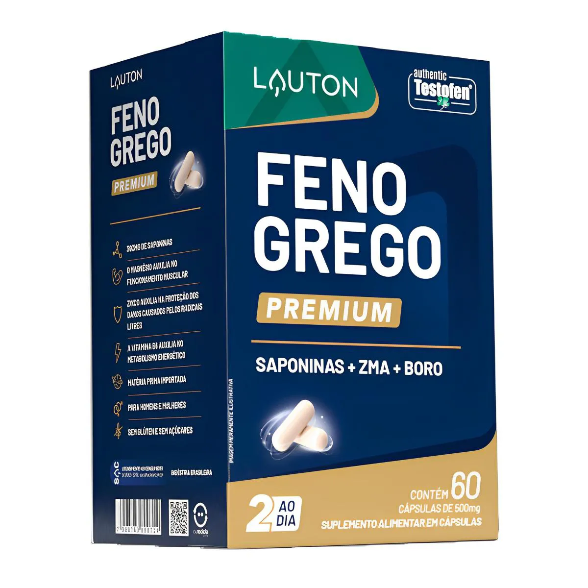 FENO GREGO LAUTON COM SAPONINAS ZMA + BORO 60 CAPS