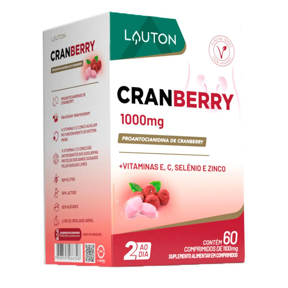 CRANBERRY 1000MG LAUTON + VIT. C/E, ZINCO SELêNIO 60COMP