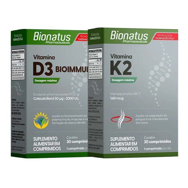 KIT VITAMINA K2 + VITAMINA D3 BIONATUS 30 COMPRIMIDOS