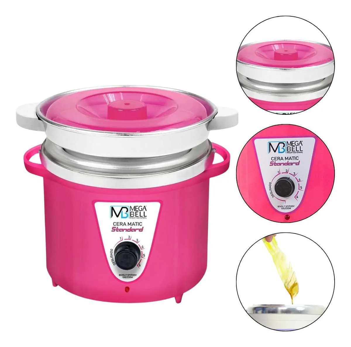 TERMOCERA PROFISIONAL MEGABELL STANDARD 900G COM REFIL PINK