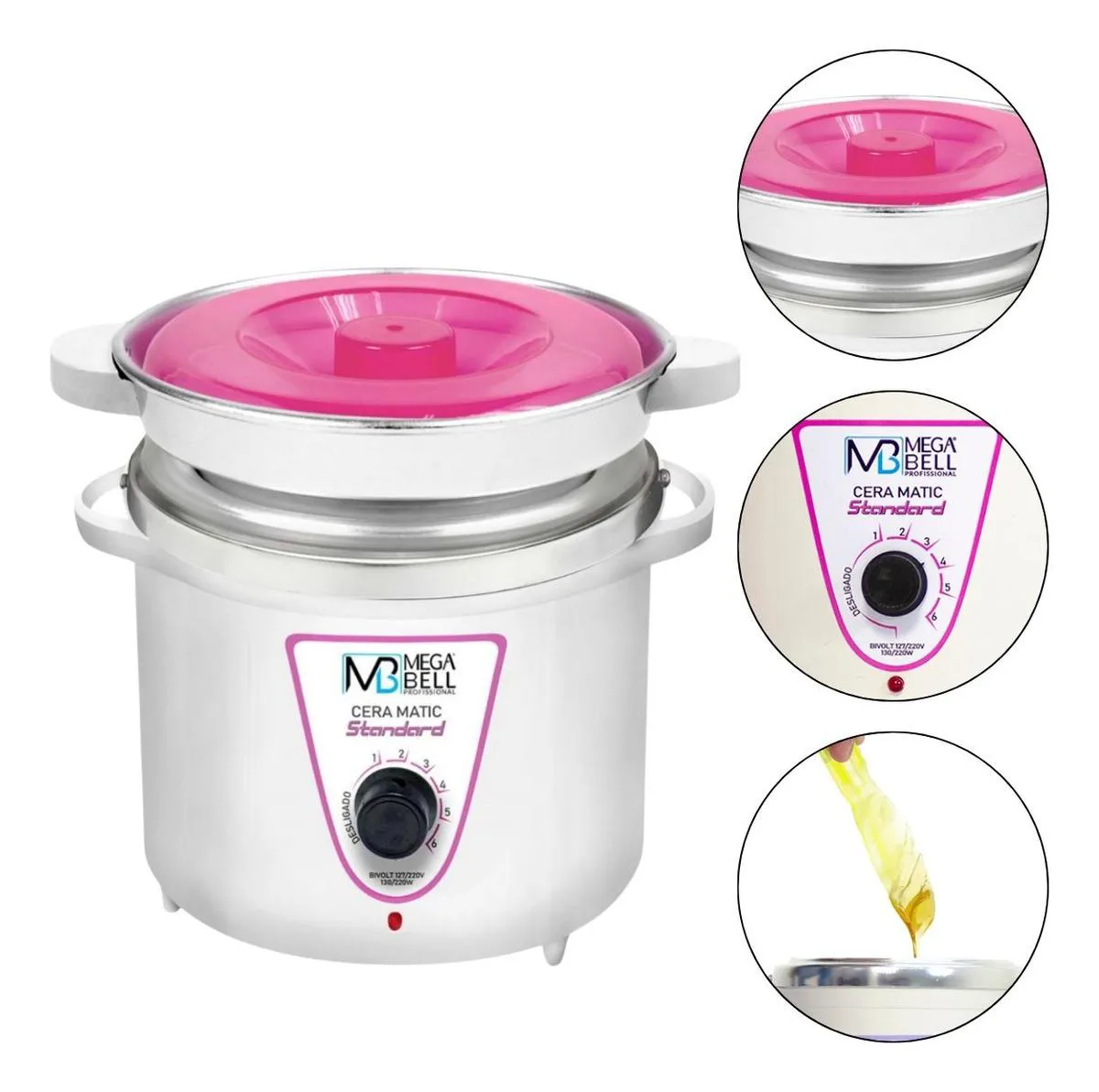 TERMOCERA PROFISIONAL MEGABELL STANDARD 900G COM REFIL ROSA