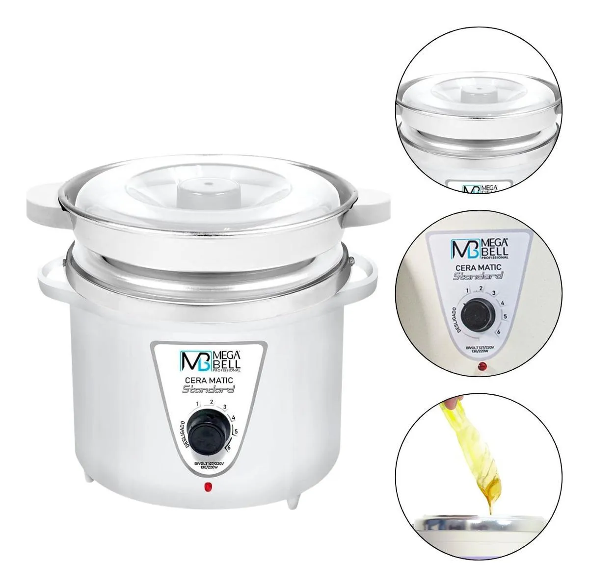 AQUECEDORA DE CERA TERMOCERA STANDART 900G COM REFIL BIVOLT BRANCA MEGA BELL