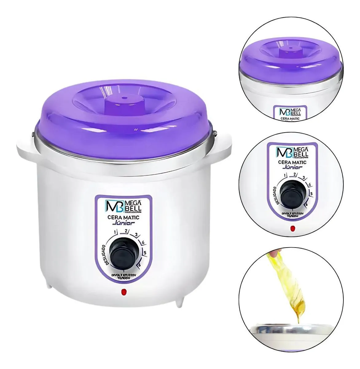 AQUECEDOR DE CERA DEPILAçãO LILAS 400G BIVOLT MEGA BELL