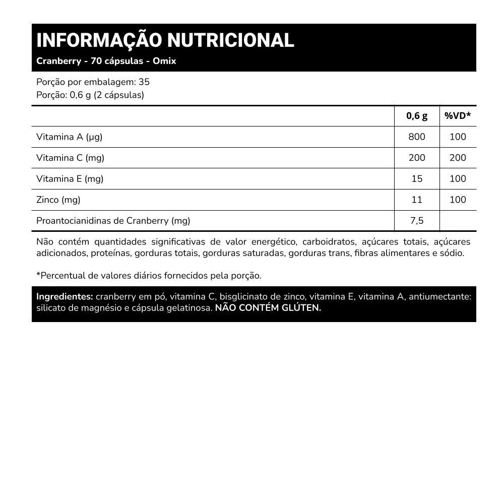 CRANBERRY - 70 CáPSULAS - OMIX