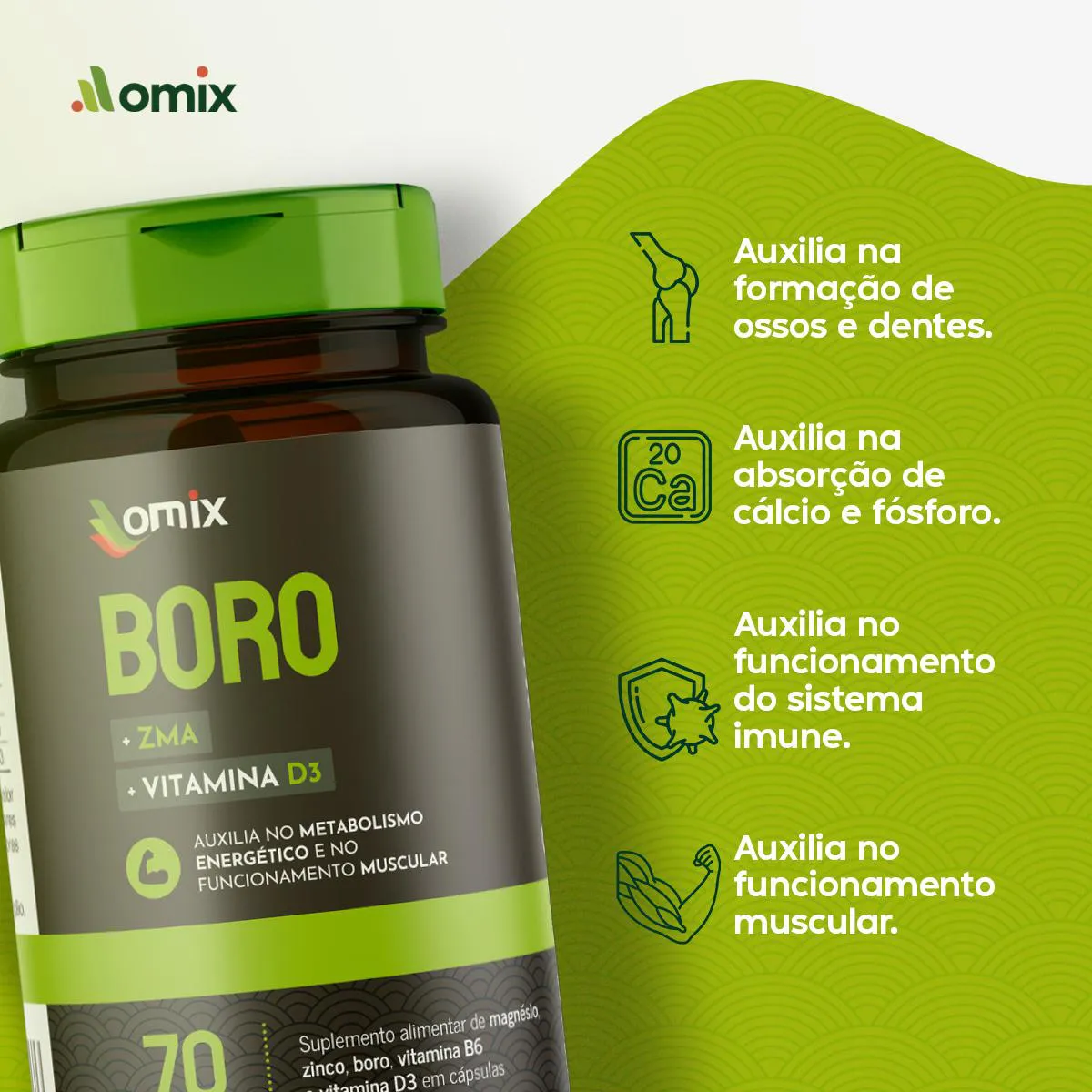 BORO + ZMA + D3 - 70 CáPSULAS - OMIX