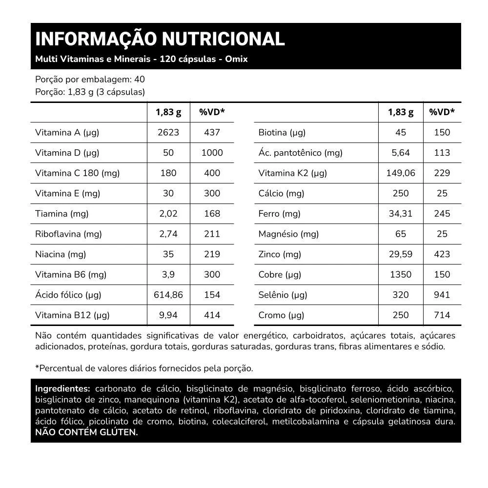 MULTIVITAMINICO E MINERAL - 120 CáPSULAS