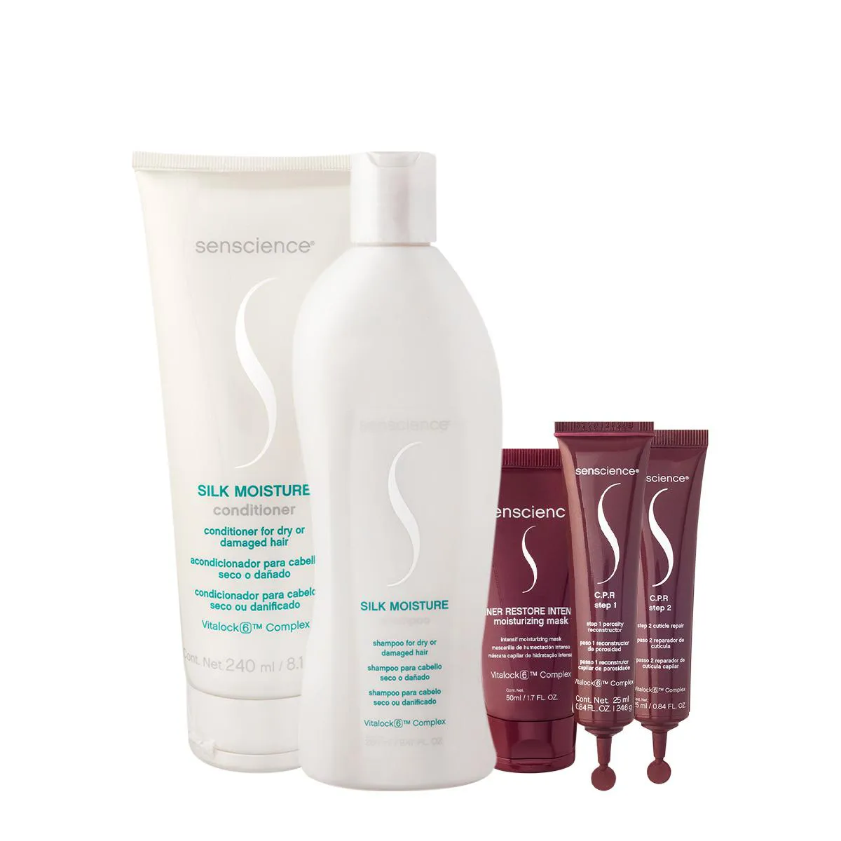 KIT SENSCIENCE SILK MOISTURE INTENSIF CPR HOME CARE 50 AMPOLA (5 PRODUTOS)
