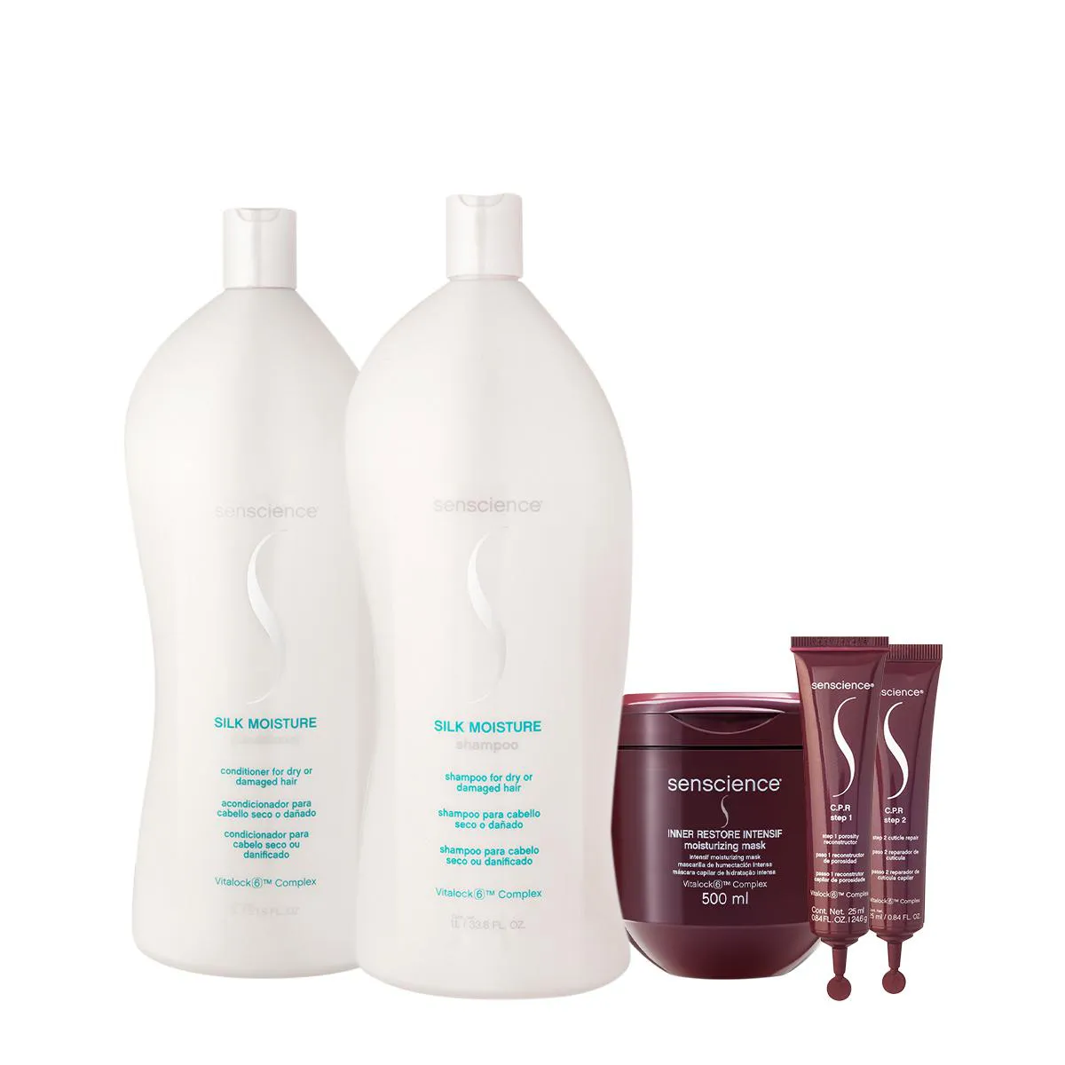 KIT SENSCIENCE SILK MOISTURE INTENSIF CPR SALON TOTAL 500 AMPOLA (5 PRODUTOS)