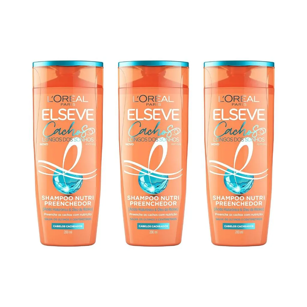 SHAMPOO ELSEVE 200ML CACHOS DOS SONHOS - KIT C/ 3UN