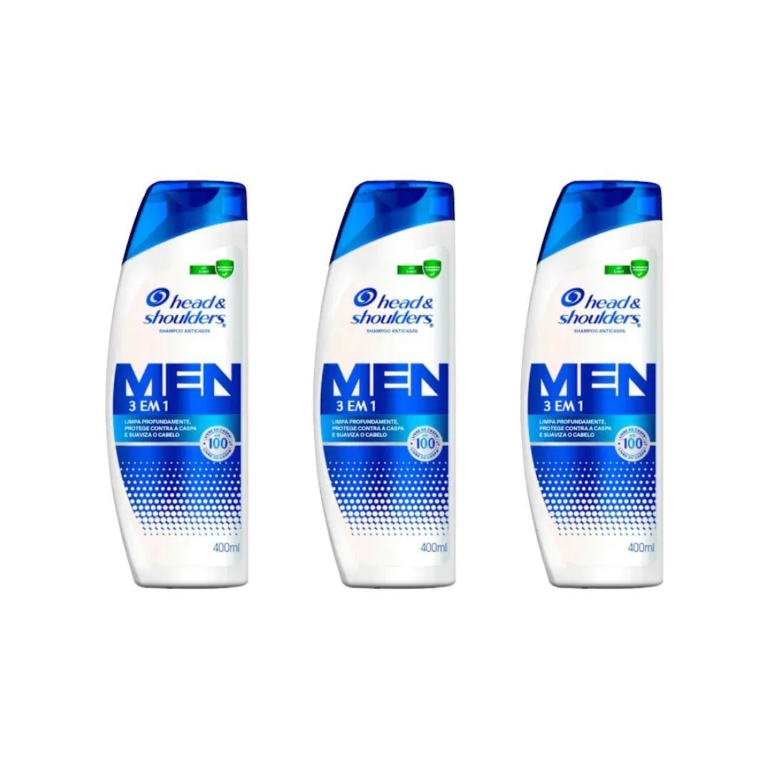 Shampoo Head & Shoulders 400ml Men 3 Em 1 - Kit C/3Un