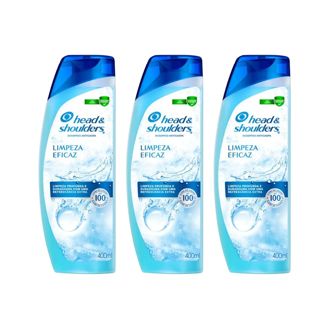 Shampoo Head & Shoulders 400ml Anticaspa Limpeza Eficaz- 3Un