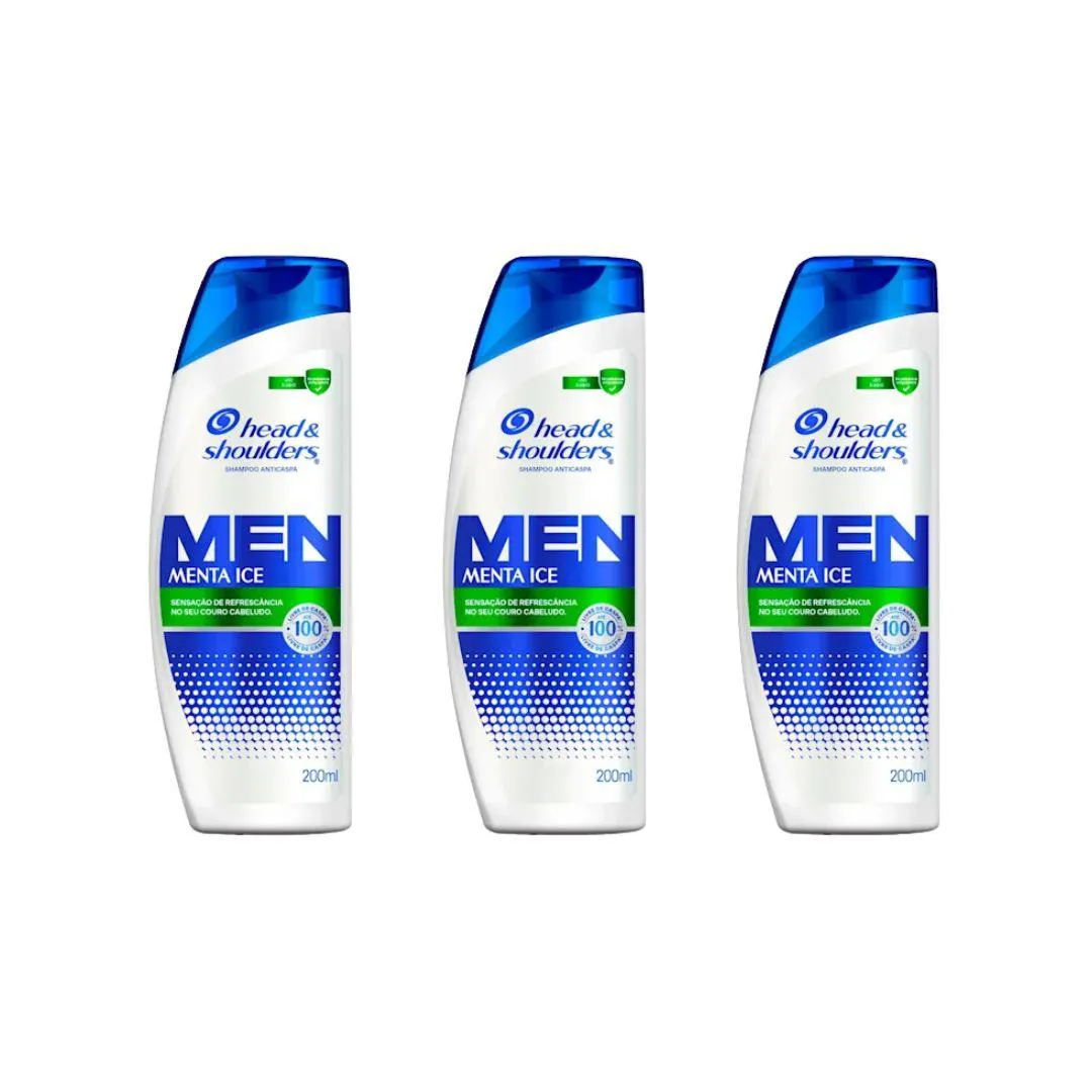 Shampoo Head & Shoulders 200ml Anticaspa Menta Ice - 3Un