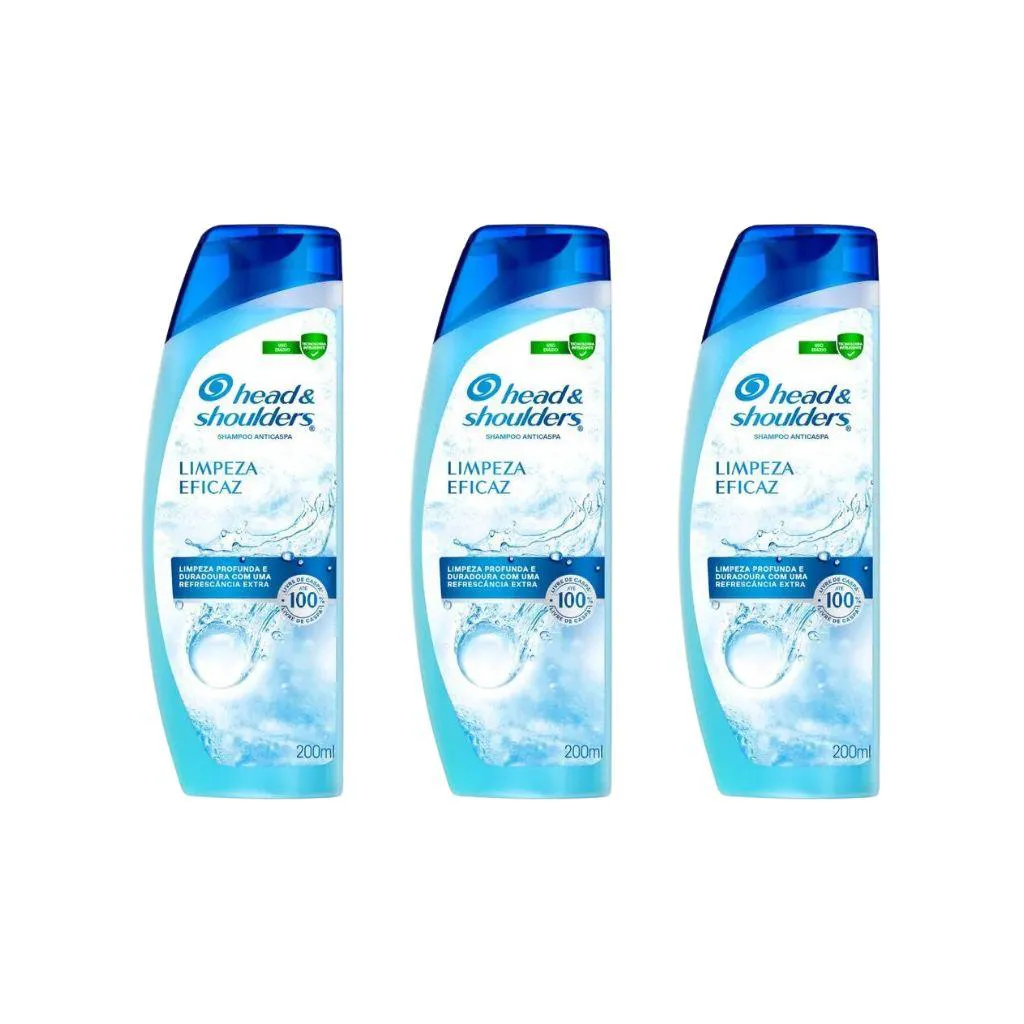 Shampoo Head & Shoulders 200ml Anticaspa Limpeza Eficaz-3Un