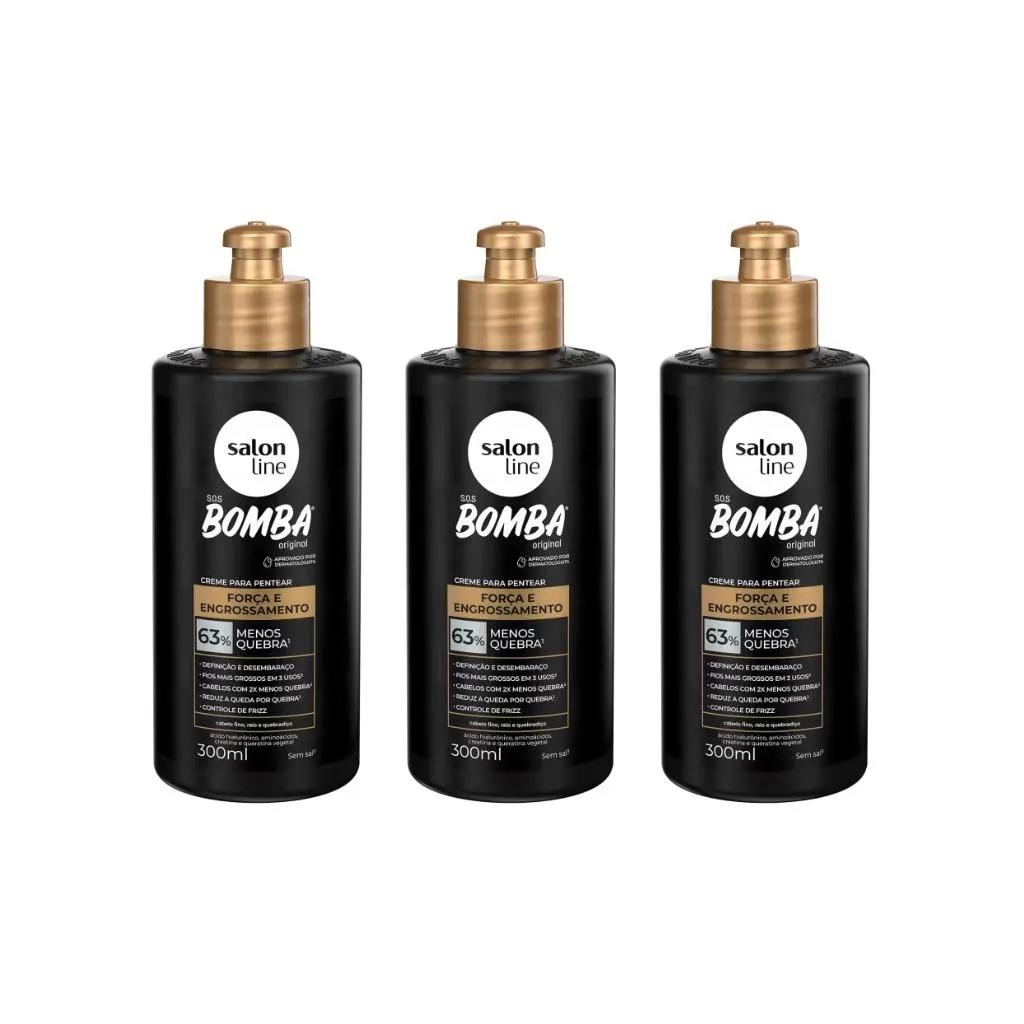 CREME PENTEAR SALON LINE 300ML SOS BOMBA FORçA ENGROS - 3UN