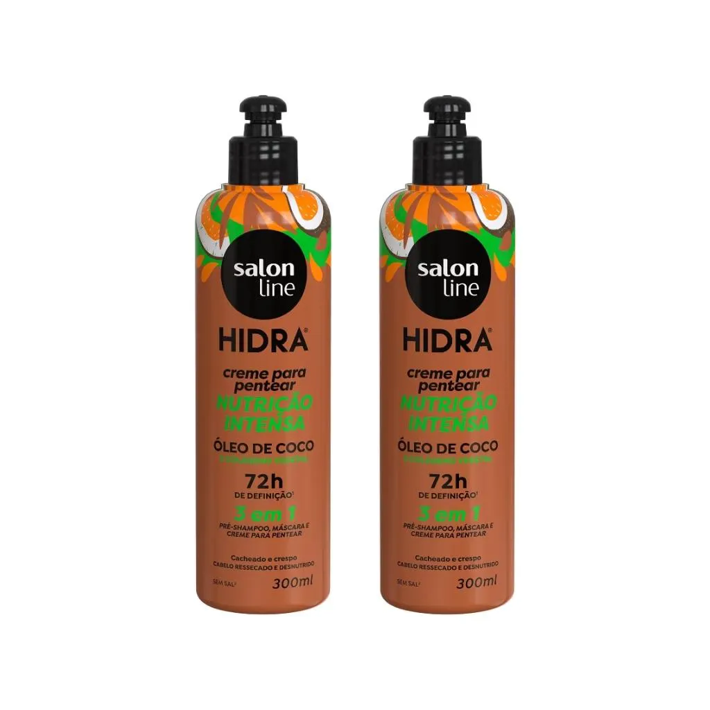 CREME PENTEAR SALON LINE 300ML HIDRA 3EM1 ÓLEO DE COCO - 2UN