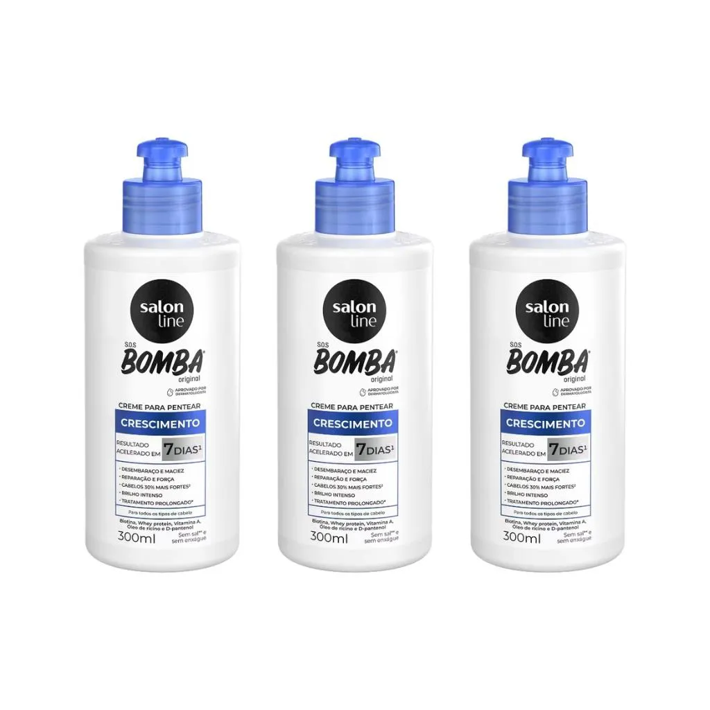 CREME PARA PENTEAR SALON LINE 300ML SOS BOMBA DE VIT-KIT 3UN