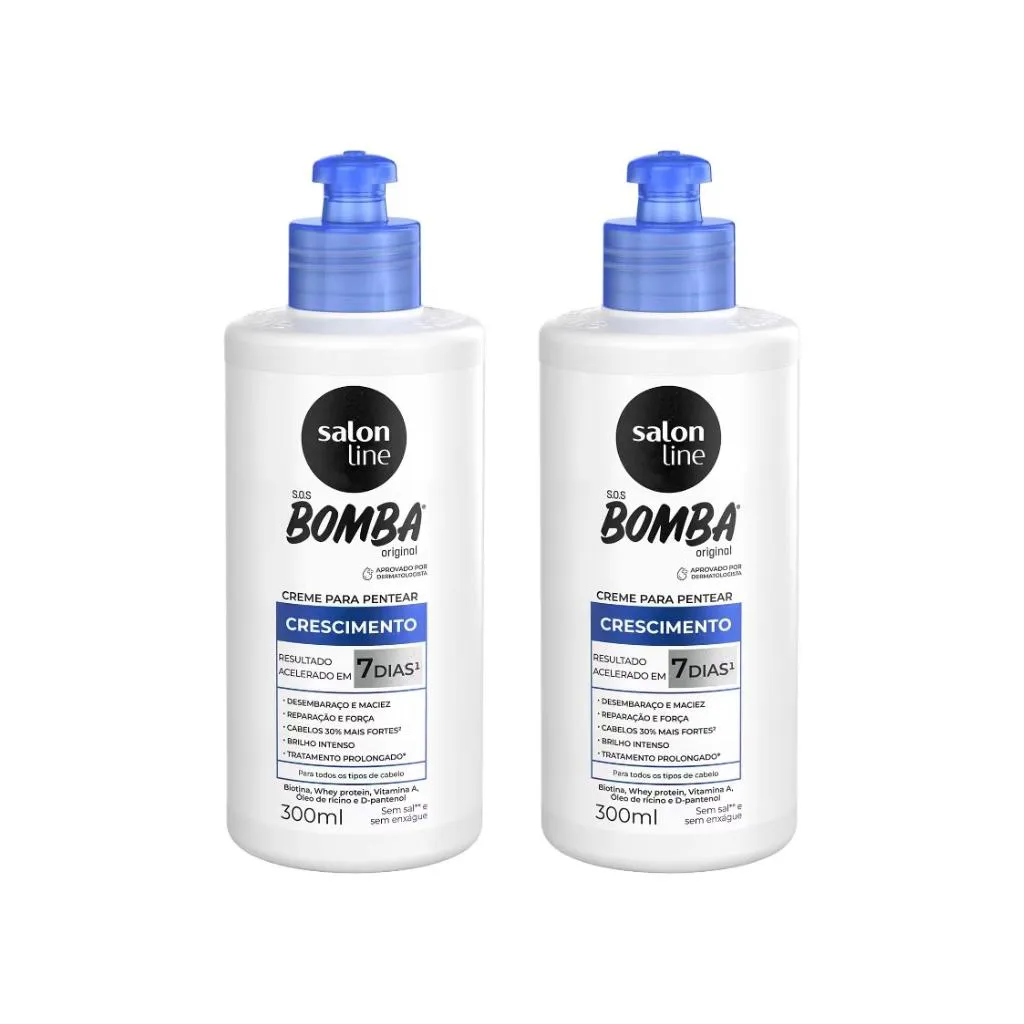 CREME PARA PENTEAR SALON LINE 300ML SOS BOMBA DE VIT-KIT 2UN