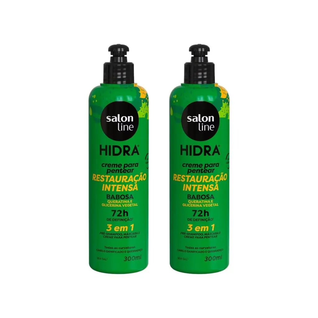 CREME PARA PENTEAR SALON LINE 300ML HIDRATA 3EM1 BABOSA- 2UN