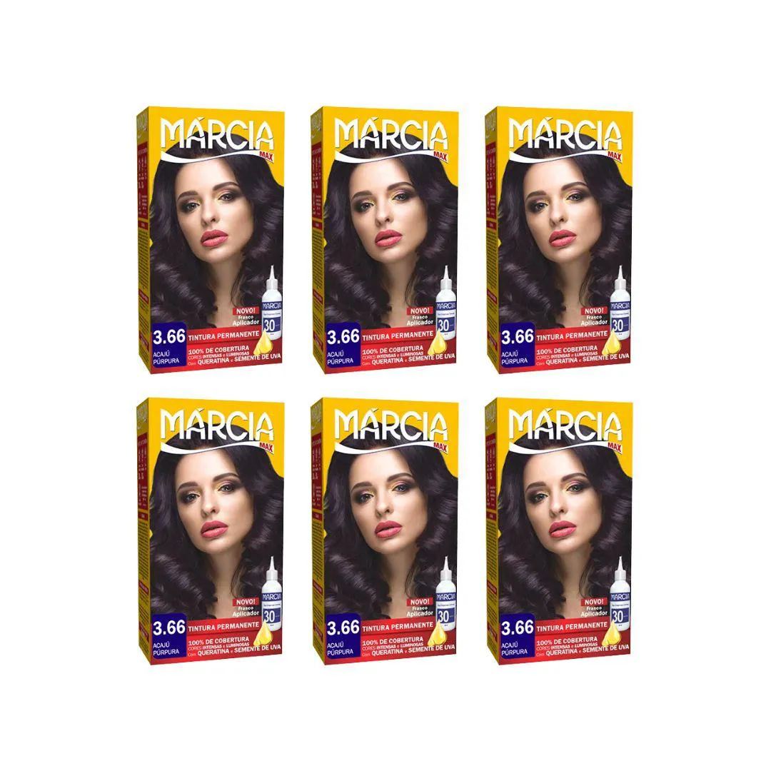 COLORAçãO MARCIA LIQUIDA 3.66 ACAJU PURPURA - KIT C/6UN