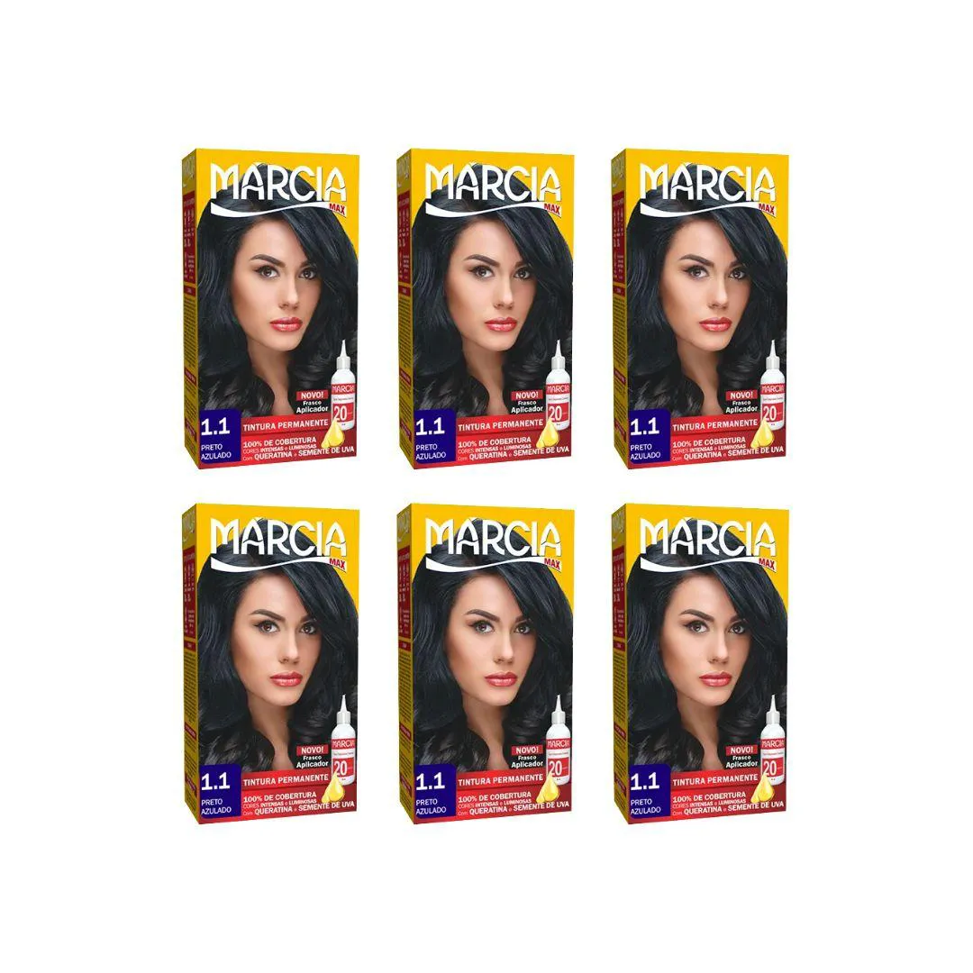 COLORAçãO MARCIA LIQUIDA 1.10 PRETO AZULADO - KIT C/ 6UN