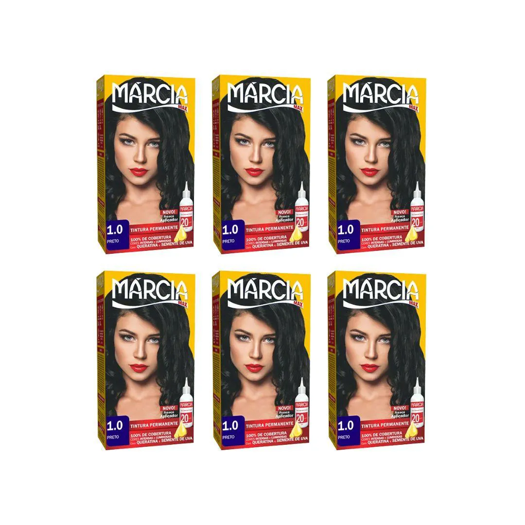 COLORAçãO MARCIA LIQUIDA 1.00 PRETO - KIT C/6UN