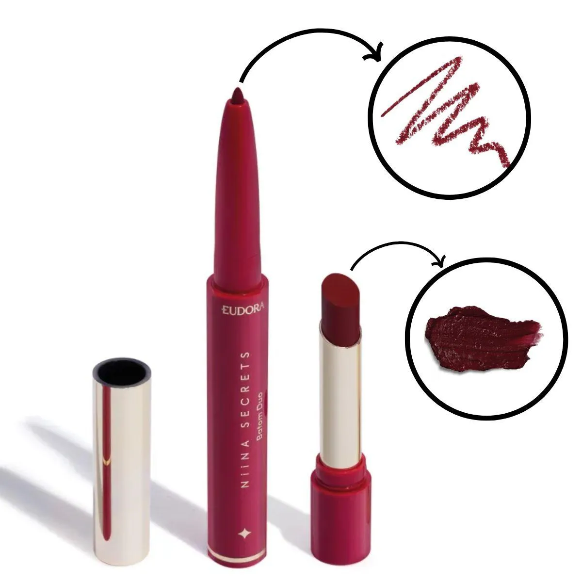 BATOM VERMELHO DUO PERFECT MATCH EUDORA NIINA SECRETS 1,65G